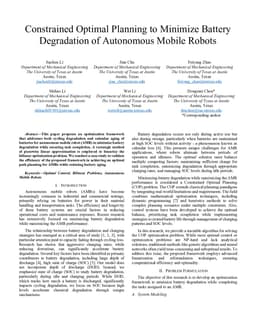 Constrained Optimal Planning to Minimize Battery Degradation of Autonomous Mobile Robots