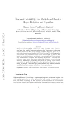 Stochastic Multi-Objective Multi-Armed Bandits: Regret Definition and Algorithm