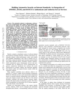 Building Automotive Security on Internet Standards: An Integration of DNSSEC, DANE, and DANCE to Authenticate and Authorize In-Car Services