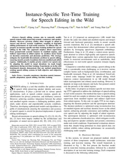 Instance-Specific Test-Time Training for Speech Editing in the Wild
