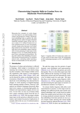 Characterizing Linguistic Shifts in Croatian News via Diachronic Word Embeddings