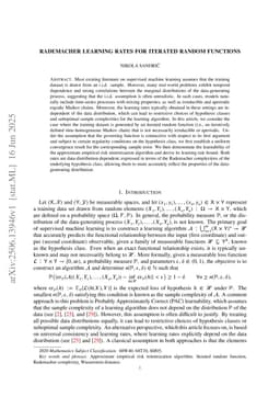 Rademacher learning rates for iterated random functions