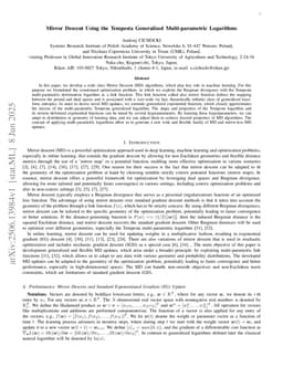 Mirror Descent Using the Tempesta Generalized Multi-parametric Logarithms