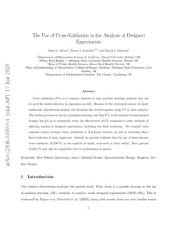 The use of cross validation in the analysis of designed experiments
