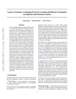 Learn to Vaccinate: Combining Structure Learning and Effective Vaccination for Epidemic and Outbreak Control