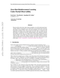 Zero-Shot Reinforcement Learning Under Partial Observability