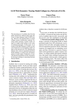 LLM Web Dynamics: Tracing Model Collapse in a Network of LLMs