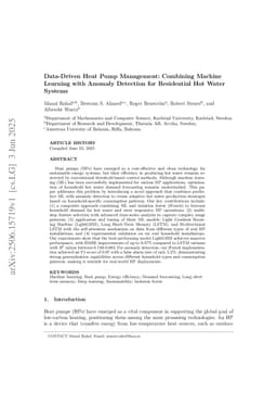 Data-Driven Heat Pump Management: Combining Machine Learning with Anomaly Detection for Residential Hot Water Systems