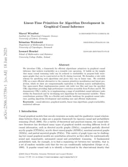 Linear-Time Primitives for Algorithm Development in Graphical Causal Inference