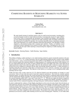 Competing Bandits in Matching Markets via Super Stability