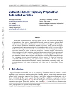 VideoGAN-based Trajectory Proposal for Automated Vehicles