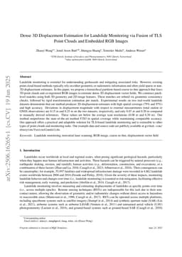 Dense 3D Displacement Estimation for Landslide Monitoring via Fusion of TLS Point Clouds and Embedded RGB Images