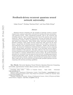Feedback-driven recurrent quantum neural network universality