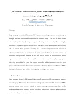 Can structural correspondences ground real world representational content in Large Language Models?