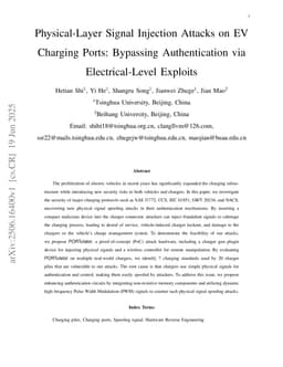 Physical-Layer Signal Injection Attacks on EV Charging Ports: Bypassing Authentication via Electrical-Level Exploits