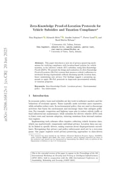 Zero-Knowledge Proof-of-Location Protocols for Vehicle Subsidies and Taxation Compliance