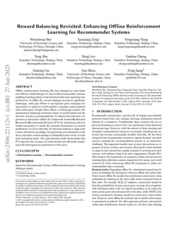 Reward Balancing Revisited: Enhancing Offline Reinforcement Learning for Recommender Systems