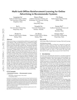 Multi-task Offline Reinforcement Learning for Online Advertising in Recommender Systems