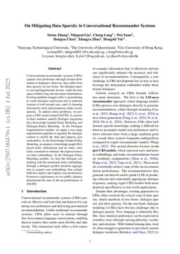 On Mitigating Data Sparsity in Conversational Recommender Systems