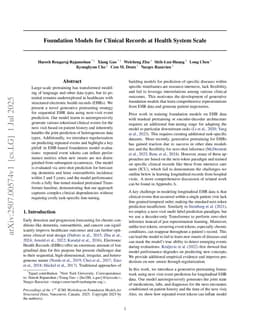 Foundation Models for Clinical Records at Health System Scale