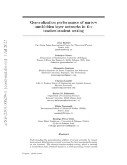Generalization performance of narrow one-hidden layer networks in the teacher-student setting