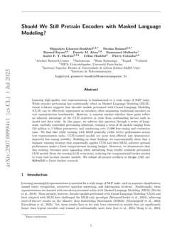 Should We Still Pretrain Encoders with Masked Language Modeling?