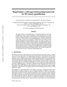 ShapeEmbed: a self-supervised learning framework for 2D contour quantification