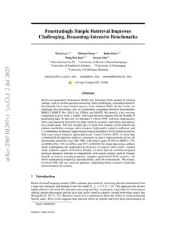 Frustratingly Simple Retrieval Improves Challenging, Reasoning-Intensive Benchmarks
