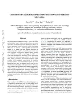 Gradient Short-Circuit: Efficient Out-of-Distribution Detection via Feature Intervention