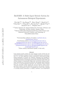 BioMARS: A Multi-Agent Robotic System for Autonomous Biological Experiments