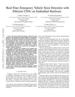 Real-Time Emergency Vehicle Siren Detection with Efficient CNNs on Embedded Hardware