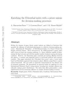 Enriching the Felsenthal index with a priori unions for decision-making processes