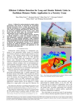 Efficient Collision Detection for Long and Slender Robotic Links in Euclidean Distance Fields: Application to a Forestry Crane