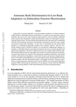 Automatic Rank Determination for Low-Rank Adaptation via Submodular Function Maximization