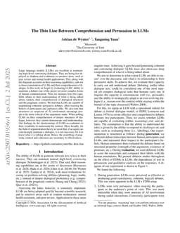 The Thin Line Between Comprehension and Persuasion in LLMs