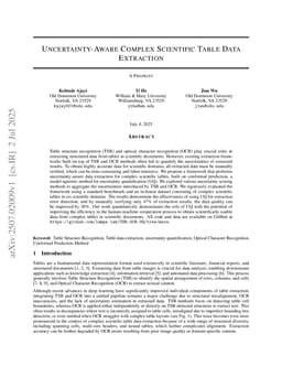 Uncertainty-Aware Complex Scientific Table Data Extraction