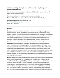 TubuleTracker: a high-fidelity shareware software to quantify angiogenesis architecture and maturity