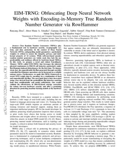 EIM-TRNG: Obfuscating Deep Neural Network Weights with Encoding-in-Memory True Random Number Generator via RowHammer