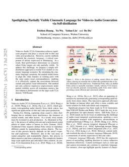 Spotlighting Partially Visible Cinematic Language for Video-to-Audio Generation via Self-distillation
