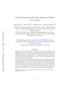 Linearly Homomorphic Ring Signature Scheme over Lattices
