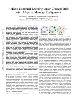 Holistic Continual Learning under Concept Drift with Adaptive Memory Realignment