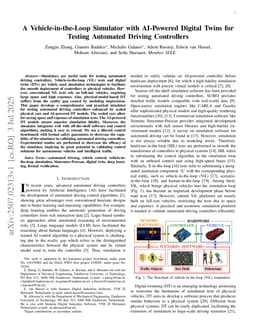 A Vehicle-in-the-Loop Simulator with AI-Powered Digital Twins for Testing Automated Driving Controllers