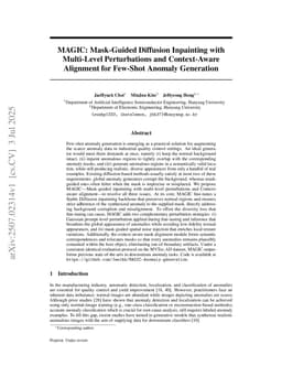 MAGIC: Mask-Guided Diffusion Inpainting with Multi-Level Perturbations and Context-Aware Alignment for Few-Shot Anomaly Generation
