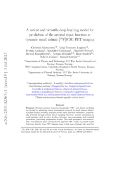 A robust and versatile deep learning model for prediction of the arterial input function in dynamic small animal $\left[^{18}\text{F}\right]$FDG PET imaging