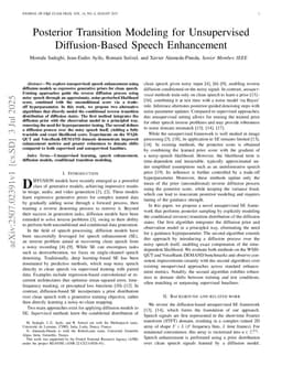 Posterior Transition Modeling for Unsupervised Diffusion-Based Speech Enhancement