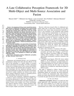 A Late Collaborative Perception Framework for 3D Multi-Object and Multi-Source Association and Fusion