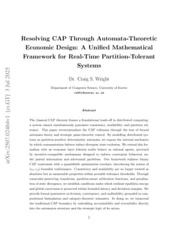 Resolving CAP Through Automata-Theoretic Economic Design: A Unified Mathematical Framework for Real-Time Partition-Tolerant Systems