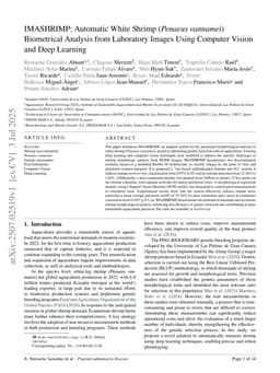 IMASHRIMP: Automatic White Shrimp (Penaeus vannamei) Biometrical Analysis from Laboratory Images Using Computer Vision and Deep Learning