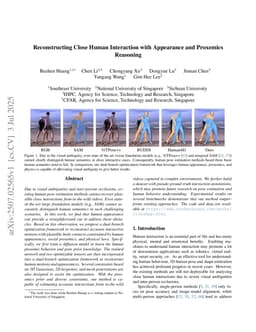 Reconstructing Close Human Interaction with Appearance and Proxemics Reasoning