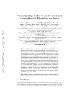 Parametric shape models for vessels learned from segmentations via differentiable voxelization